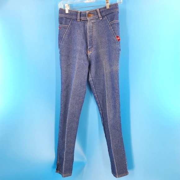 Vintage 90s Braxton striped hi waist pencil jeans 11 - Picture 1 of 14